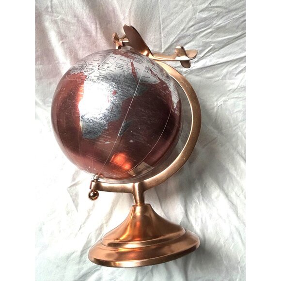 Unbranded designer décor, Art Deco aviation style Other - Luxury Copper Airplane Globe — Rotating 8” World Map on Art Deco Aviation Stand